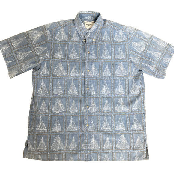Reyn Spooner Dietrich Varez Shirt Button Down Blue Sailboat Print Revers… - Picture 1 of 6